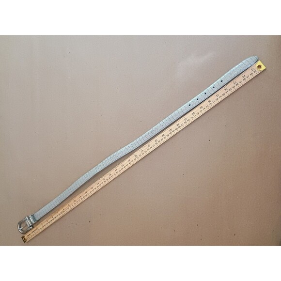 Brighton Ladies Medium 36" Long Off White Grayish Leather Embossed Silver Belt - Picture 5 of 7
